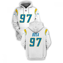 Men's Los Angeles Chargers #97 Joey Bosa 2021 White Pullover Hoodie 
