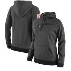 Women's San Diego Chargers Anthracite Salute to Service Player Performance Hoodie 
