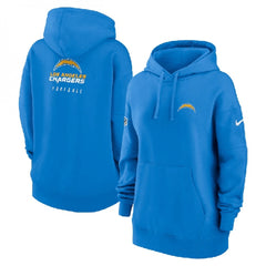 Women's Los Angeles Chargers Light Blue Sideline Club Fleece Pullover Hoodie(Run Small) 