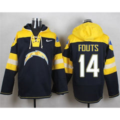 Chargers #14 Dan Fouts Navy Blue Player Pullover NFL Hoodie 