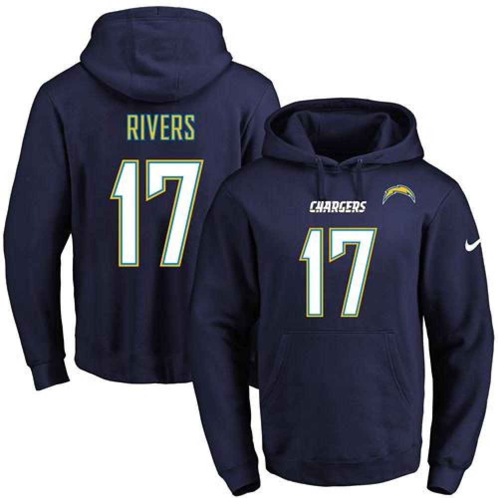 Chargers #17 Philip Rivers Navy Blue Name & Number Pullover NFL Hoodie 