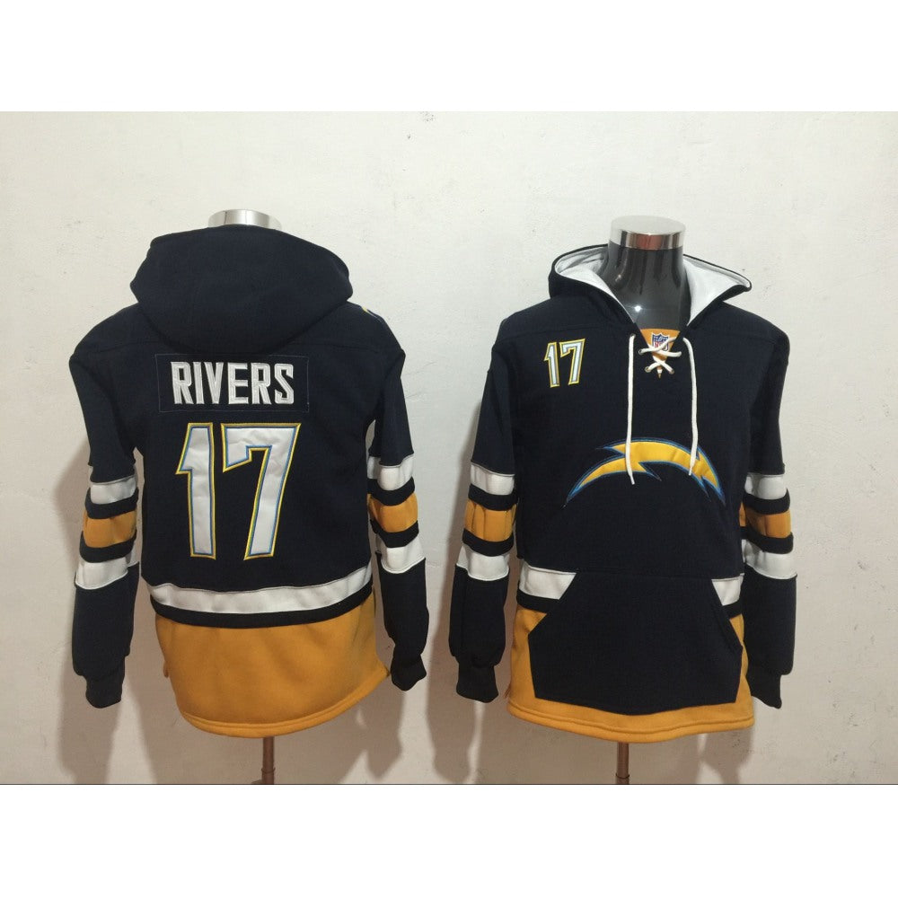 Los Angeles Chargers #17 Philip Rivers Navy Blue All Stitched NFL Hoodie Sweatshirt 