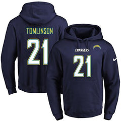 Chargers #21 LaDainian Tomlinson Navy Blue Name & Number Pullover NFL Hoodie 