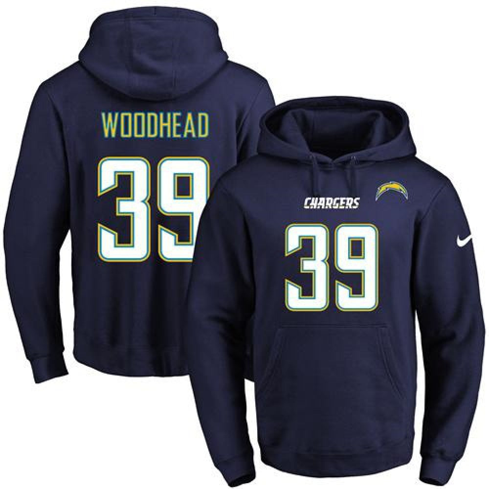 Chargers #39 Danny Woodhead Navy Blue Name & Number Pullover NFL Hoodie 