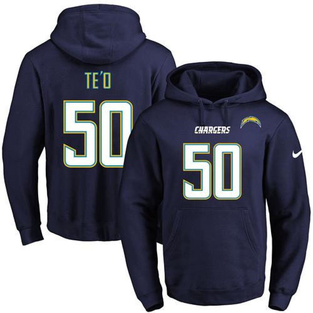 Chargers #50 Manti Te'o Navy Blue Name & Number Pullover NFL Hoodie 