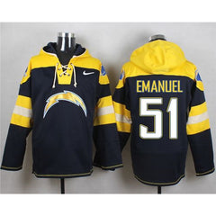 Chargers #51 Kyle Emanuel Navy Blue Player Pullover NFL Hoodie 