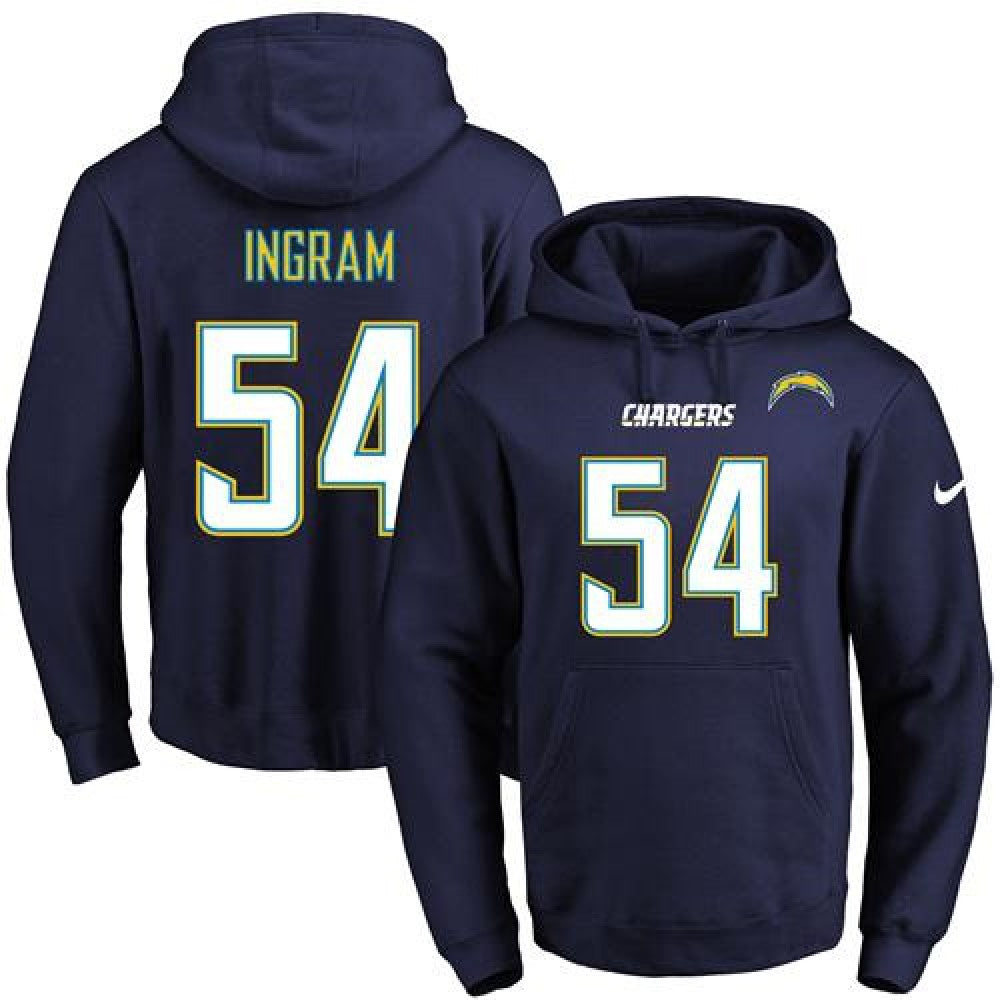 Chargers #54 Melvin Ingram Navy Blue Name & Number Pullover NFL Hoodie 