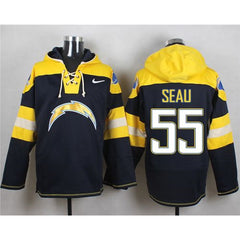 Chargers #55 Junior Seau Navy Blue Player Pullover NFL Hoodie 