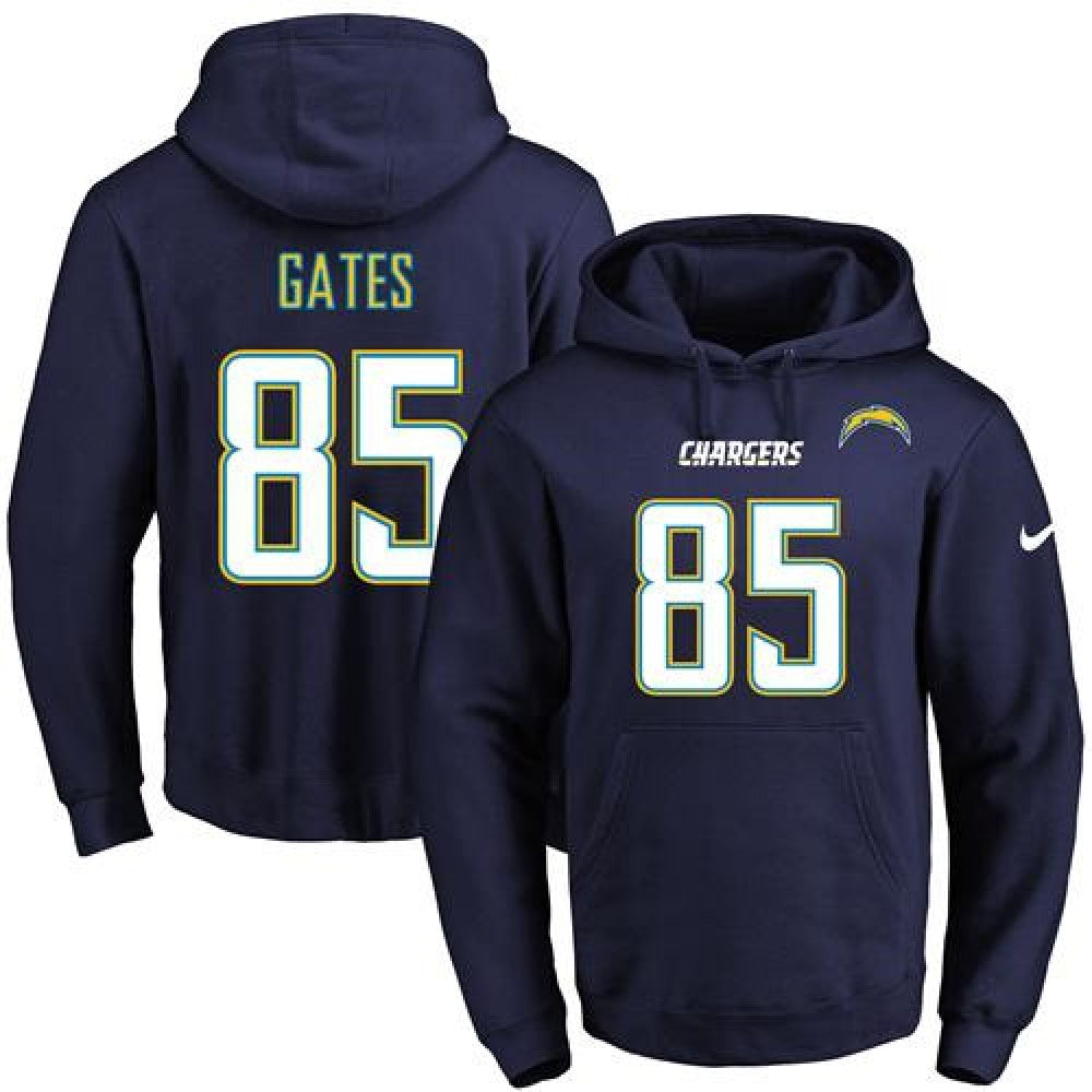 Chargers #85 Antonio Gates Navy Blue Name & Number Pullover NFL Hoodie 