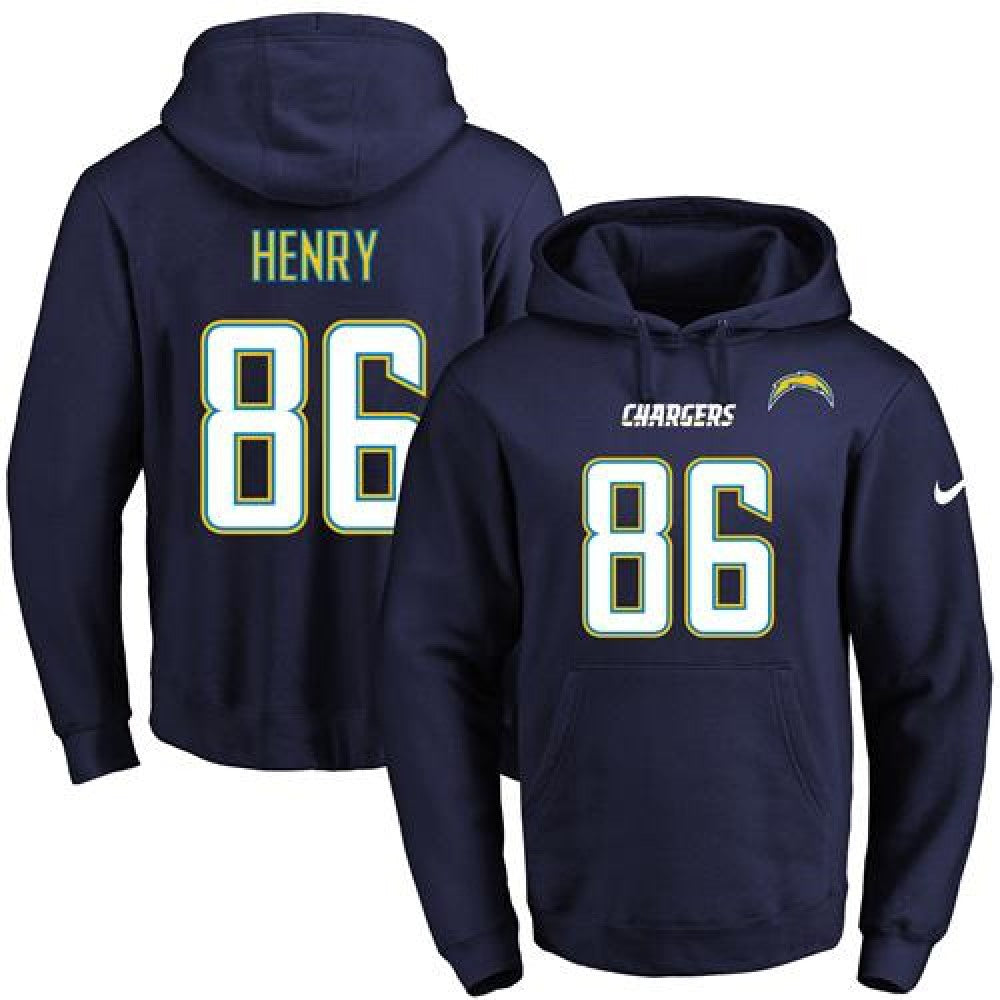 Chargers #86 Hunter Henry Navy Blue Name & Number Pullover NFL Hoodie 