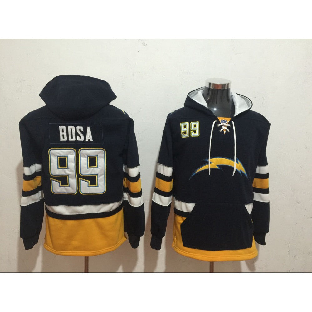 Los Angeles Chargers #99 Joey Bosa Navy Blue All Stitched NFL Hoodie Sweatshirt 