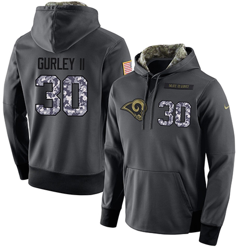 NFL Men's Los Angeles Rams #30 Todd Gurley II Stitched Black Anthracite Salute to Service Player Performance Hoodie 
