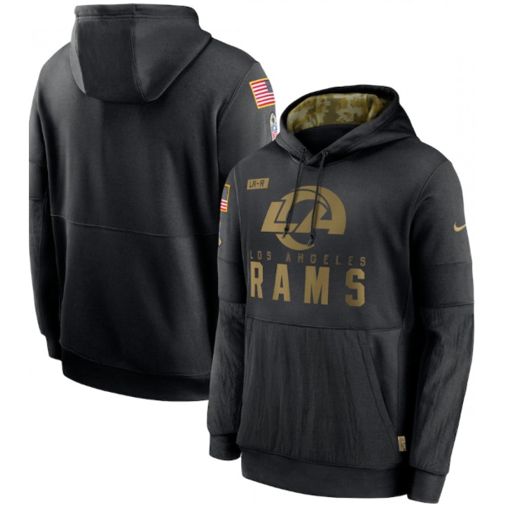 Men's Los Angeles Rams 2020 Black Salute to Service Sideline Performance Pullover Hoodie 
