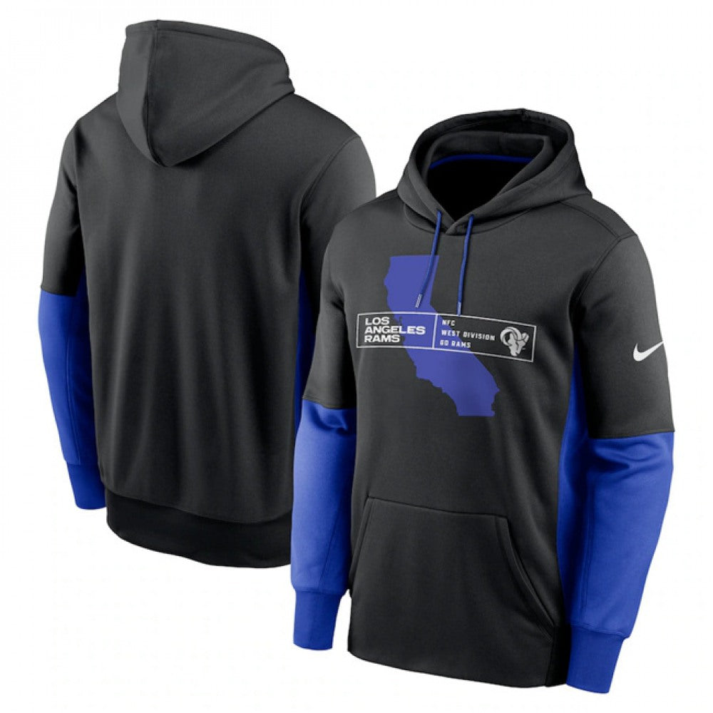 Men's Los Angeles Rams Black Color Block Fleece Performance Pullover Hoodie 