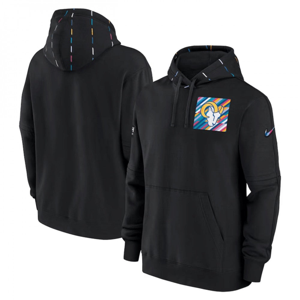 Men's Los Angeles Rams Black 2023 Crucial Catch Club Pullover Hoodie 