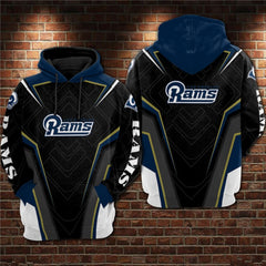 Men's Los Angeles Rams Black/Blue 3D All Over Print Pullover Hoodie 