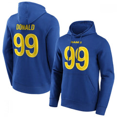 Men's Los Angeles Rams #99 Aaron Donald Blue Hoodie 