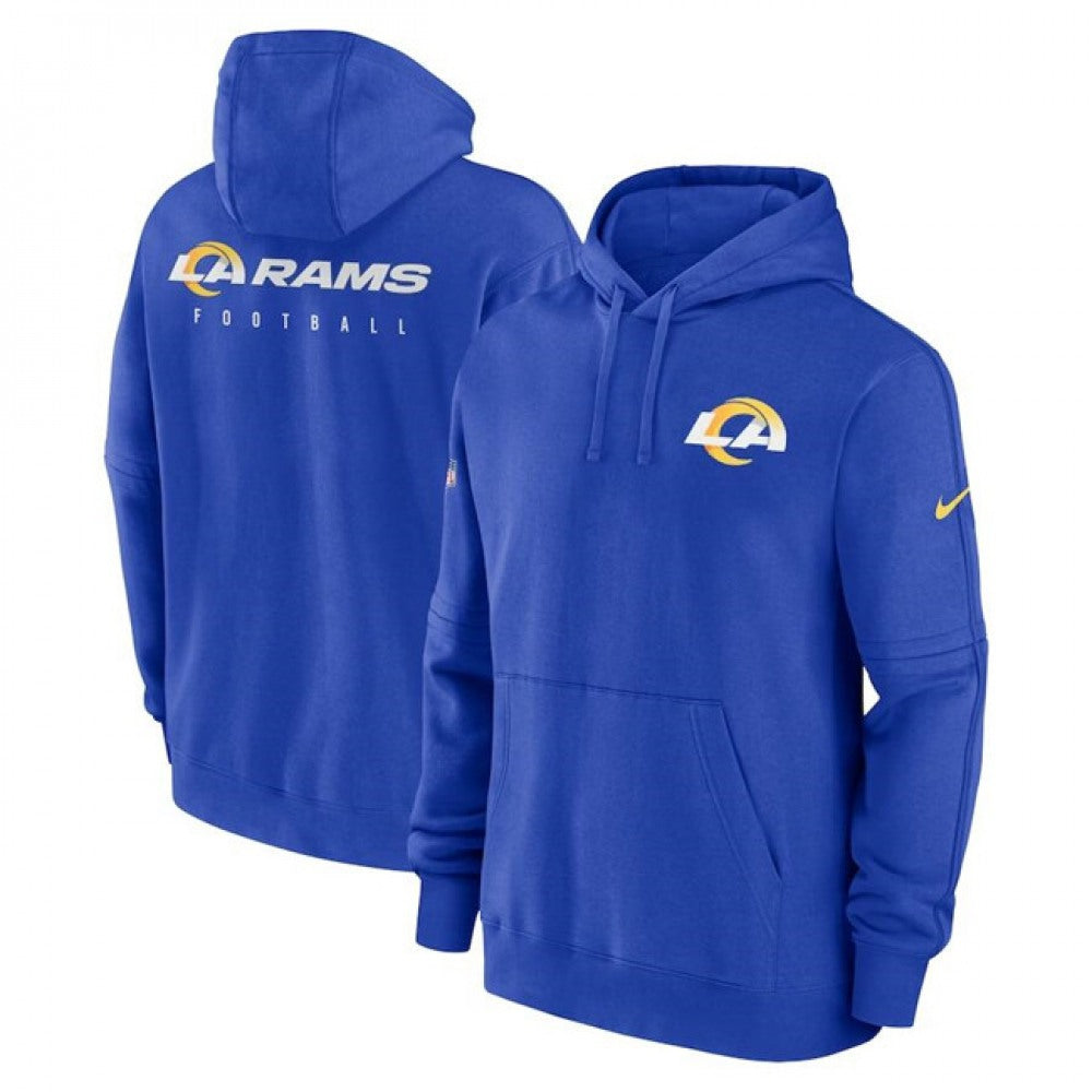 Men's Los Angeles Rams Blue Sideline Club Fleece Pullover Hoodie 