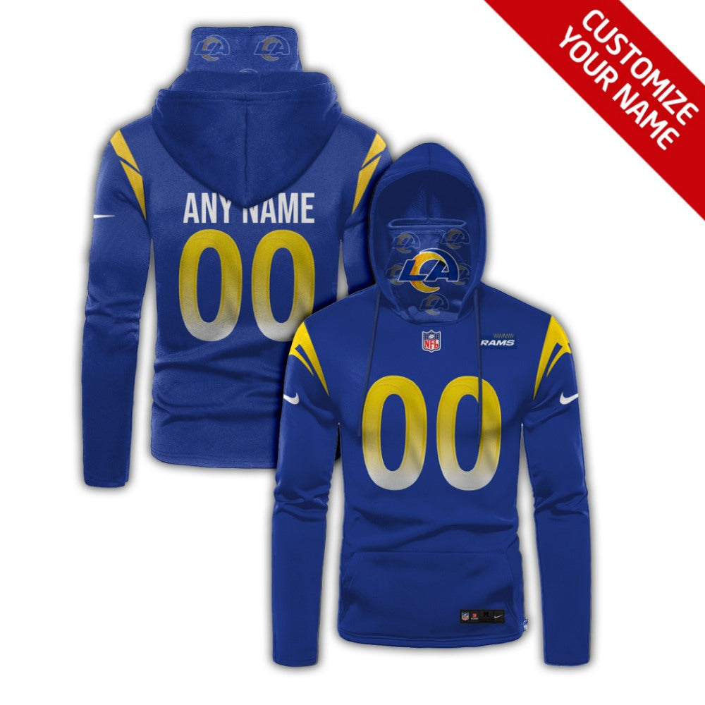 Men's Los Angeles Rams 2020 Blue Customize Hoodie Mask 