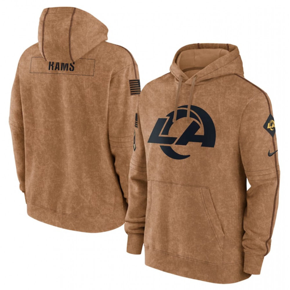 Men's Los Angeles Rams 2023 Brown Salute to Service Pullover Hoodie 