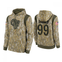 Men's Los Angeles Rams #99 Aaron Donald Camo 2021 Salute To Service Therma Performance Pullover Hoodie 