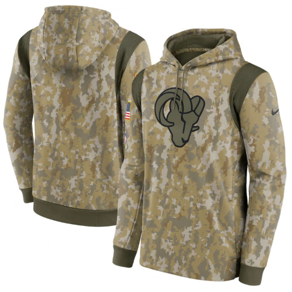 Men's Los Angeles Rams Camo 2021 Salute To Service Therma Performance Pullover Hoodie 