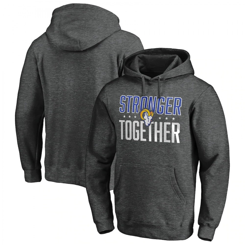 Men's Los Angeles Rams Heather Charcoal Stronger Together Pullover Hoodie 