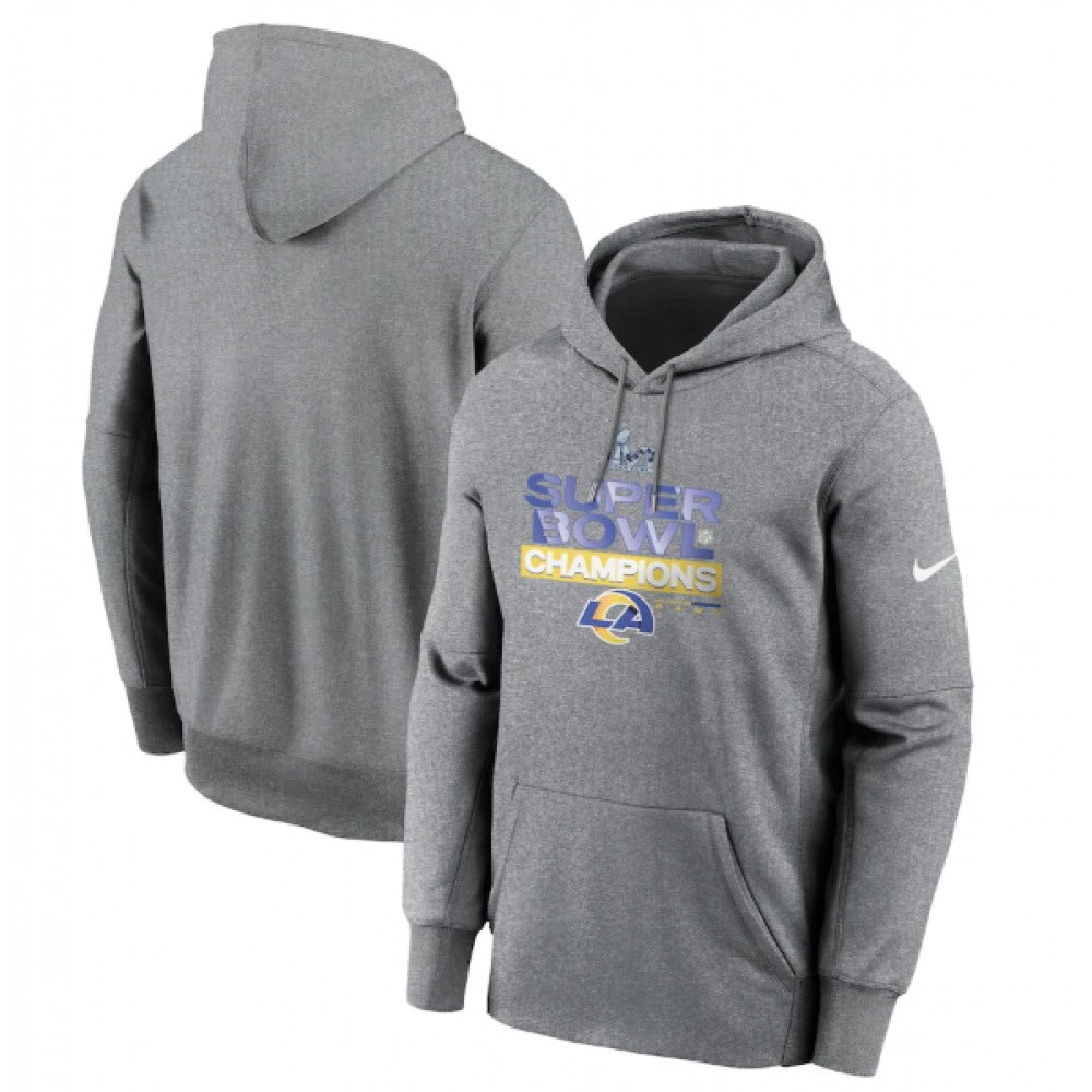 Men's Los Angeles Rams 2022 Heathered Charcoal Super Bowl LVI Champions Locker Room Trophy Collection Pullover Hoodie 