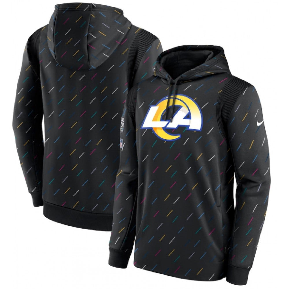 Men's Los Angeles Rams 2021 Charcoal Crucial Catch Therma Pullover Hoodie 