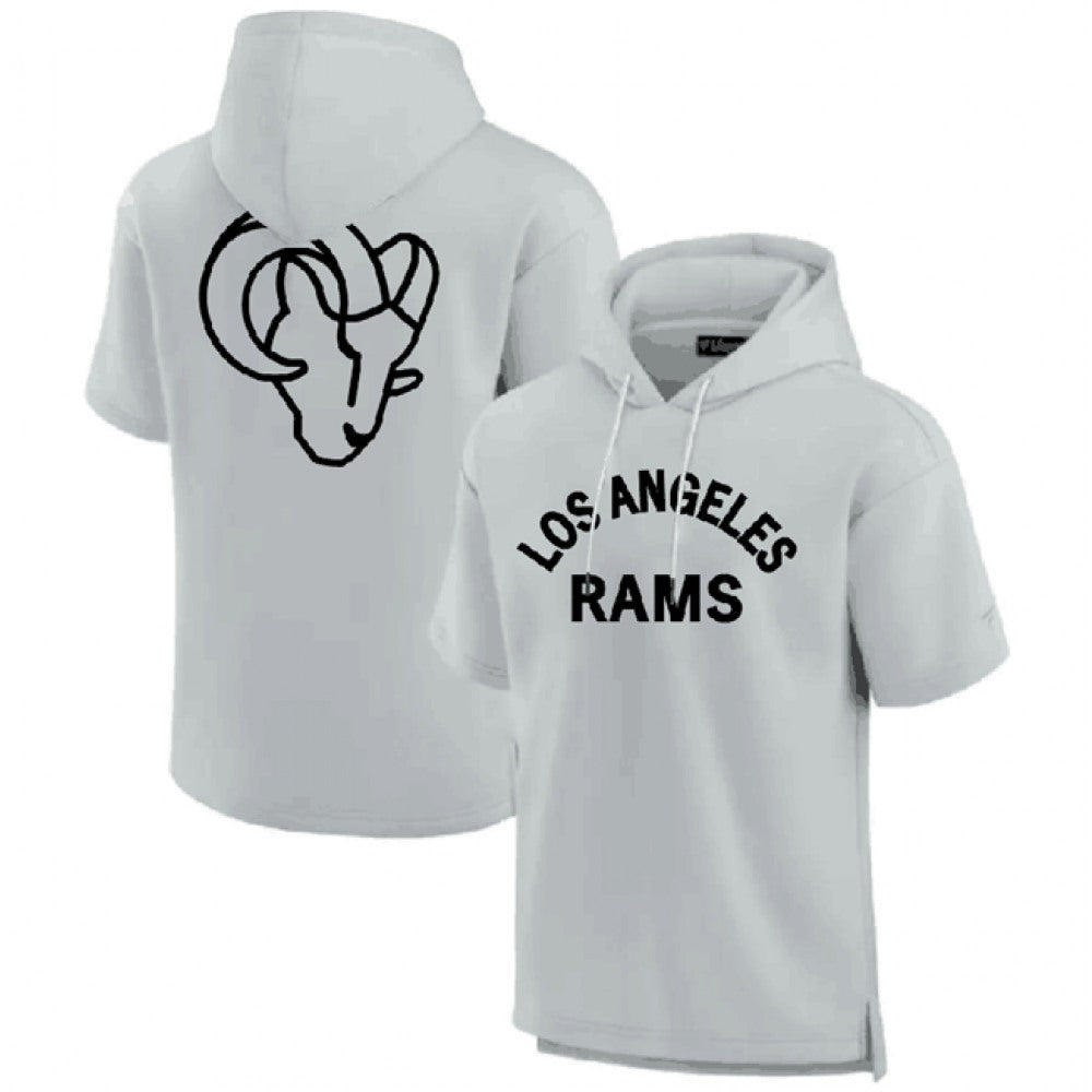 Men's Los Angeles Rams Gray Super Soft Fleece Short Sleeve Hoodie 