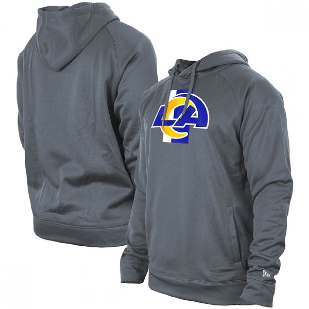 Men's Los Angeles Rams Gray New Era Training Camp Raglan Pullover Hoodie 