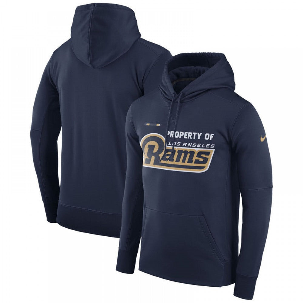 Men's Los Angeles Rams Navy Sideline Property Of Performance Pullover Hoodie 
