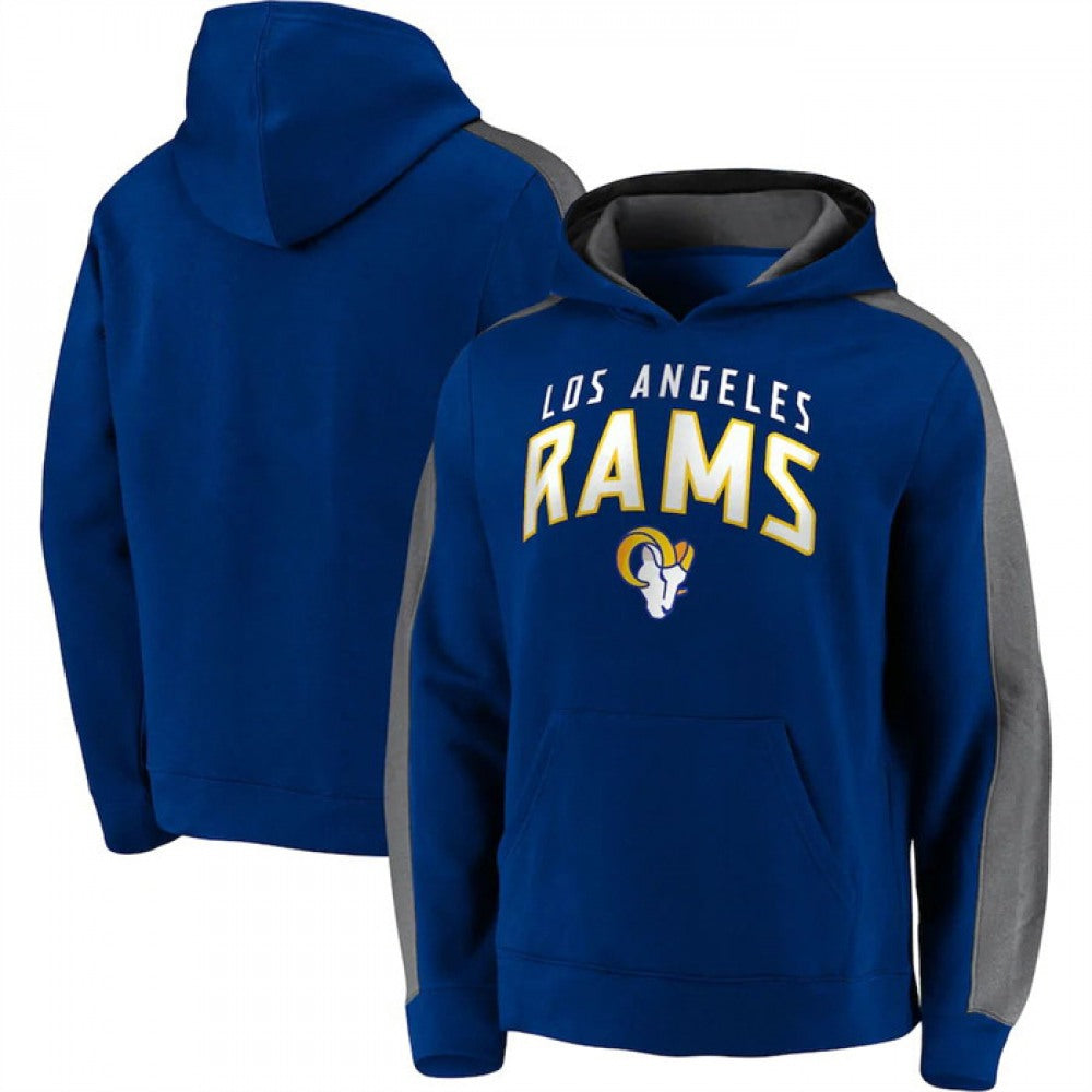 Men's Los Angeles Rams Royal Game Time Arch Pullover Hoodie 