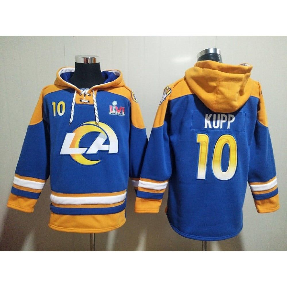 Men's Los Angeles Rams #10 Cooper Kupp 2022 Royal Super Bowl LVI Champions Pullover Hoodie 