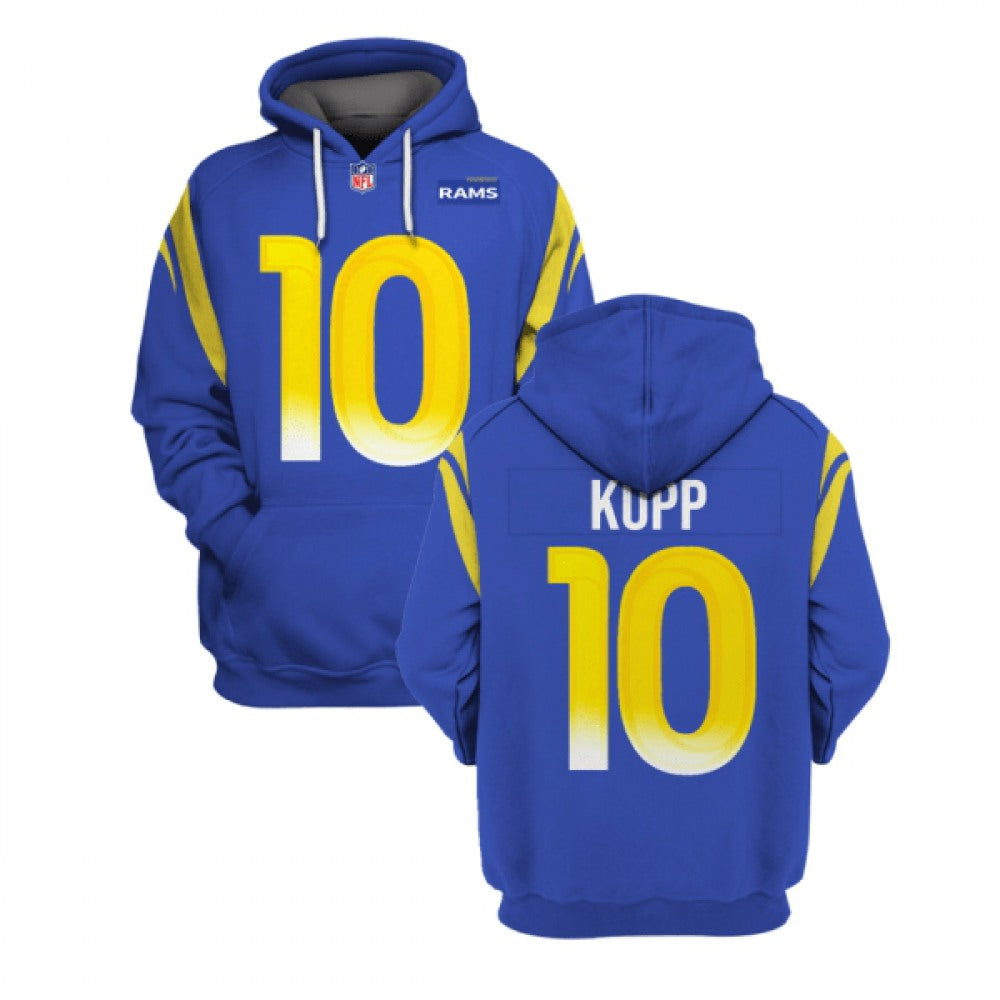 Men's Los Angeles Rams #10 Cooper Kupp 2021 Royal Pullover Hoodie 