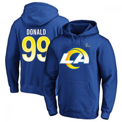 Men's Los Angeles Rams #99 Aaron Donald 2022 Royal Super Bowl LVI Champions Pullover Hoodie 