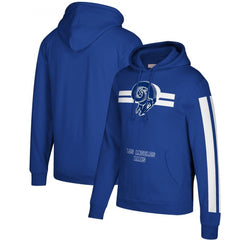 Men's Los Angeles Rams 2019 Royal Mitchell & Ness Three Stripe Pullover Hoodie 