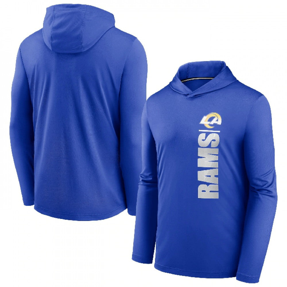 Men's Los Angeles Rams Royal Fan Gear Team Stack Hoodie Performance Long Sleeve T-Shirt 