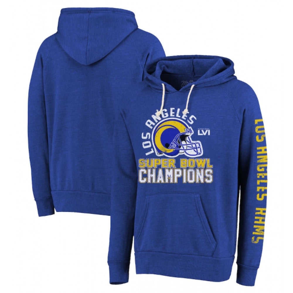 Men's Los Angeles Rams 2022 Royal Super Bowl LVI Champions Hard Count Pullover Hoodie 