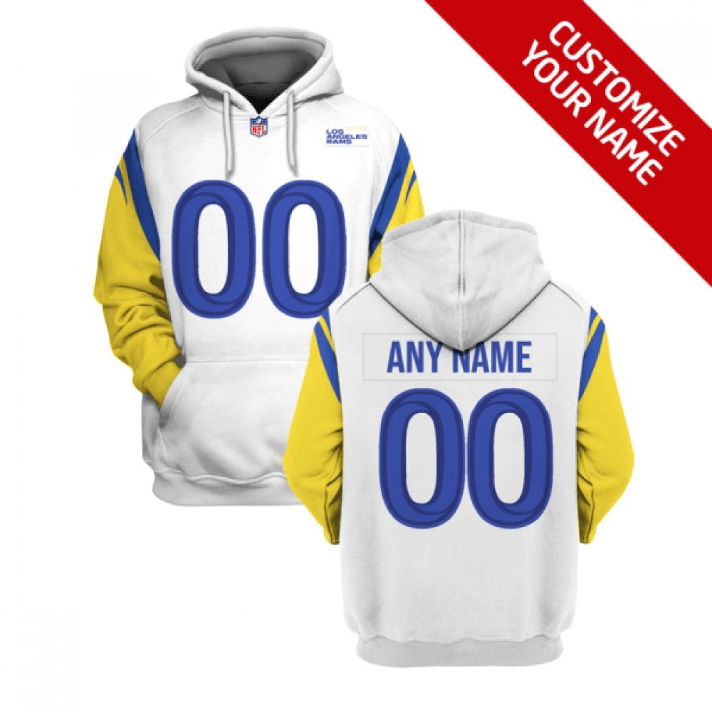 Men's Los Angeles Rams Active Player Custom 2021 White Pullover Hoodie 