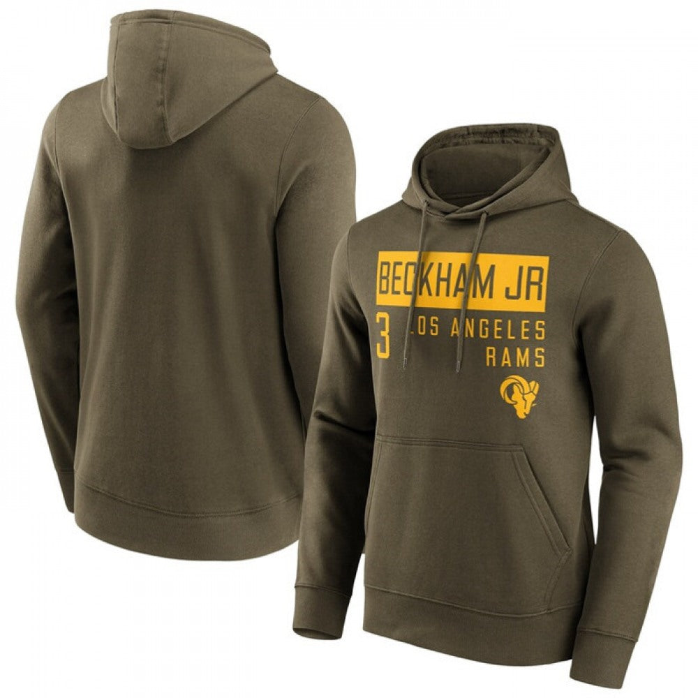 Men's Los Angeles Rams #3 Odell Beckham Jr. Fashion Name & Number Hoodie 