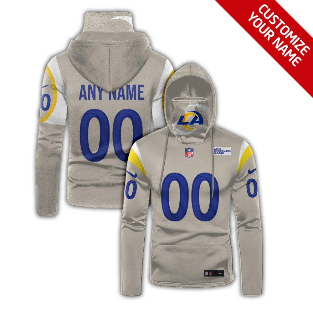 Men's Los Angeles Rams 2020 Cream Customize Hoodie Mask 