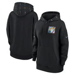 Women's Los Angeles Rams Black 2023 Crucial Catch Club Pullover Hoodie(Run Small) 