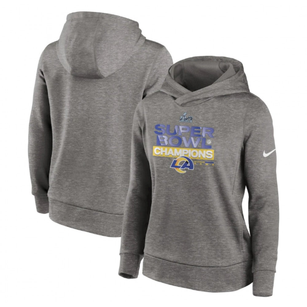 Women's Los Angeles Rams 2022 Heathered Charcoal Super Bowl LVI Champions Locker Room Trophy Collection Pullover Hoodie(Run Small) 