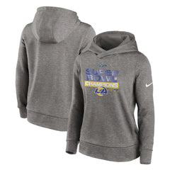 Women's Los Angeles Rams 2022 Heathered Charcoal Super Bowl LVI Champions Locker Room Trophy Collection Pullover Hoodie(Run Small) 