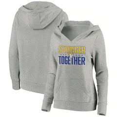 Women's Los Angeles Rams Heather Gray Stronger Together Crossover Neck Pullover Hoodie(Run Small) 