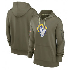 Women's Los Angeles Rams 2022 Olive Salute to Service Therma Performance Pullover Hoodie(Run Small) 