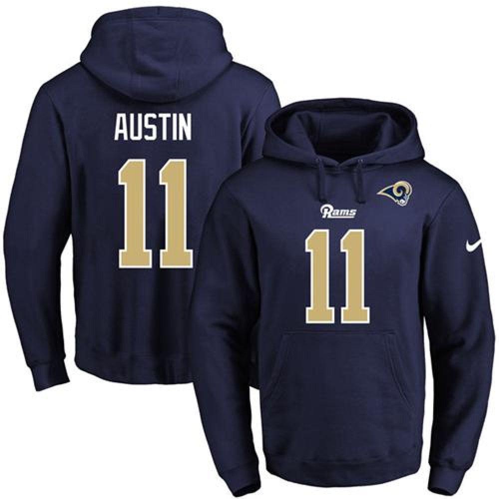 Rams #11 Tavon Austin Navy Blue Name & Number Pullover NFL Hoodie 