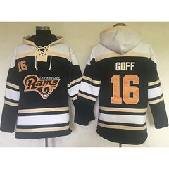 Los Angeles Rams #16 Jared Goff Navy Blue Sawyer Hoodie Sweatshirt NFL Hoodie 