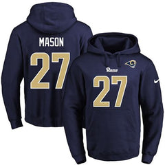 Rams #27 Tre Mason Navy Blue Name & Number Pullover NFL Hoodie 